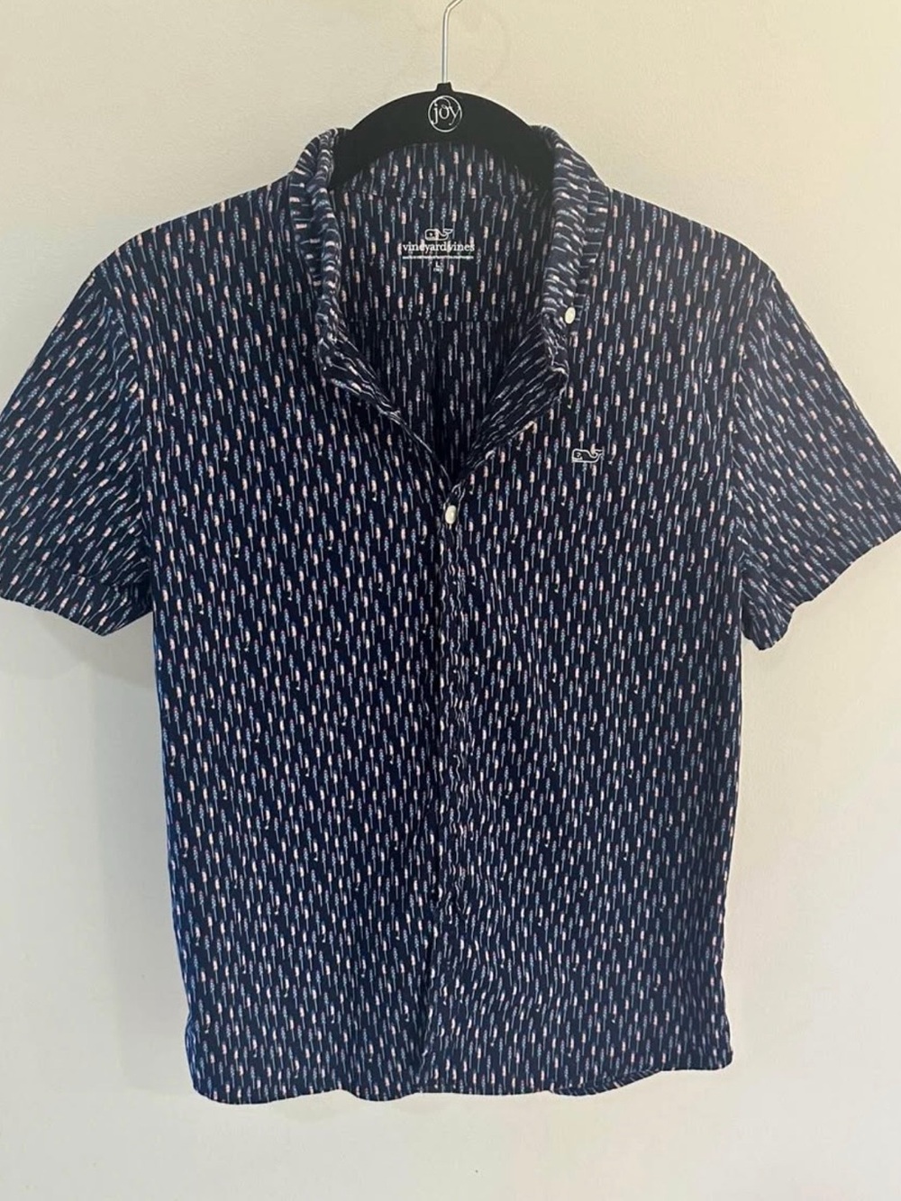 Vineyard Vines Boys Navy Firework Short Sleeve Shirt